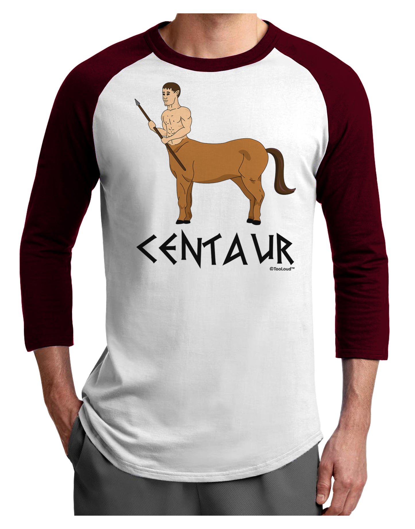 Greek Mythology Centaur Design - Color - Text Adult Raglan Shirt by TooLoud-TooLoud-White-Cardinal-X-Small-Davson Sales