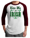 Kiss Me I'm Irish St Patricks Day Adult Raglan Shirt-Raglan Shirt-TooLoud-White-Cardinal-X-Small-Davson Sales