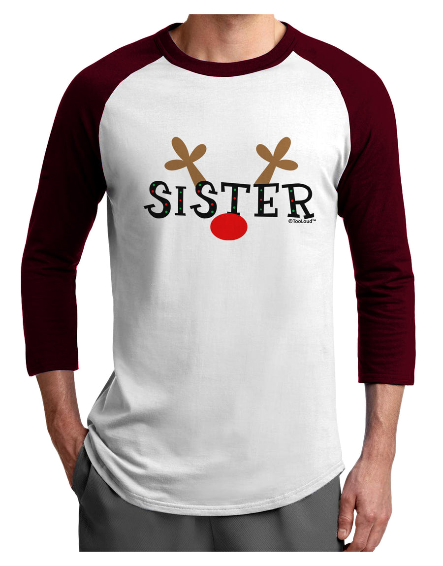 Matching Family Christmas Design - Reindeer - Sister Adult Raglan Shirt by TooLoud-TooLoud-White-Black-X-Small-Davson Sales