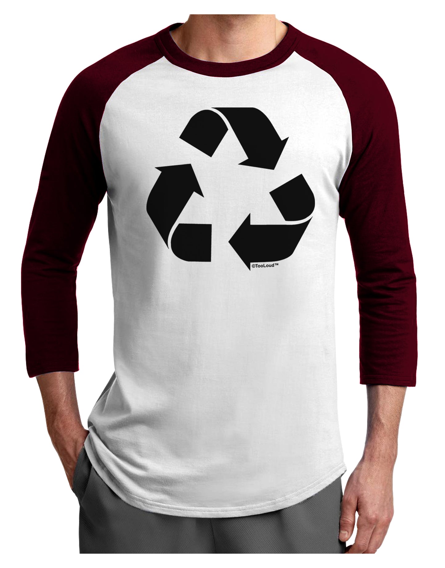 Recycle Black and White Adult Raglan Shirt by TooLoud-TooLoud-White-Cardinal-X-Small-Davson Sales