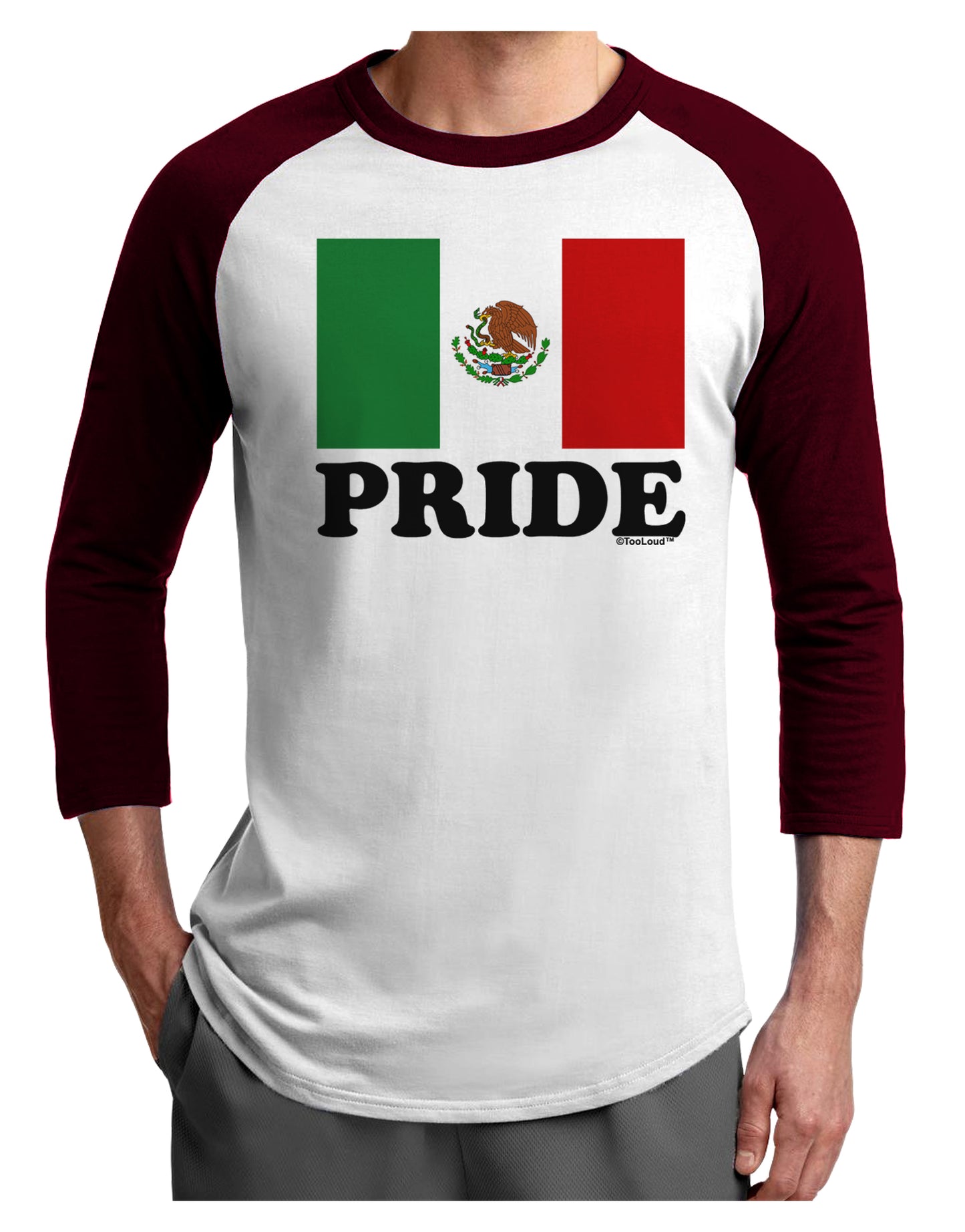 Mexican Pride - Mexican Flag Adult Raglan Shirt by TooLoud-TooLoud-White-Cardinal-X-Small-Davson Sales