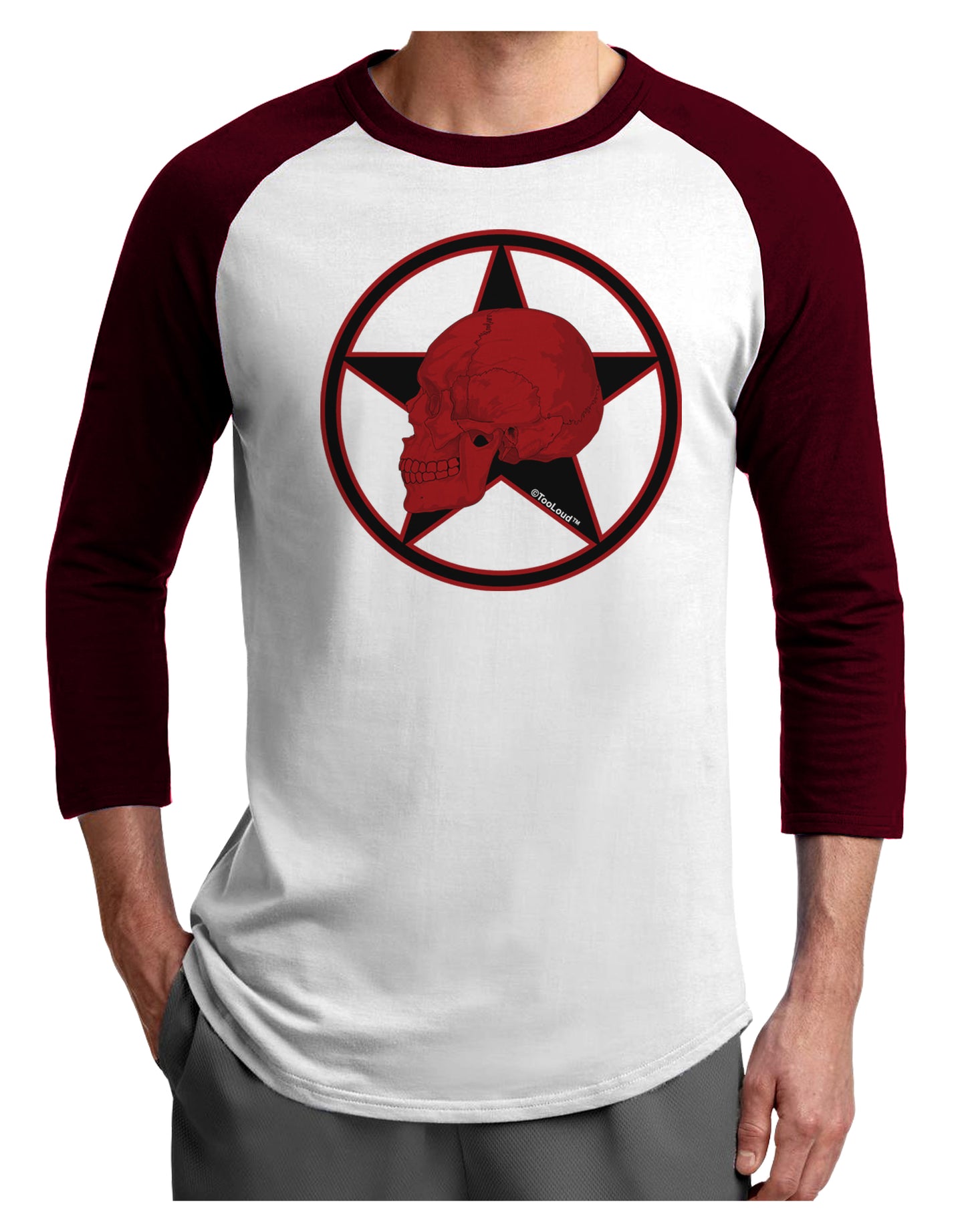 Blood Red Skull Adult Raglan Shirt by TooLoud-TooLoud-White-Cardinal-X-Small-Davson Sales