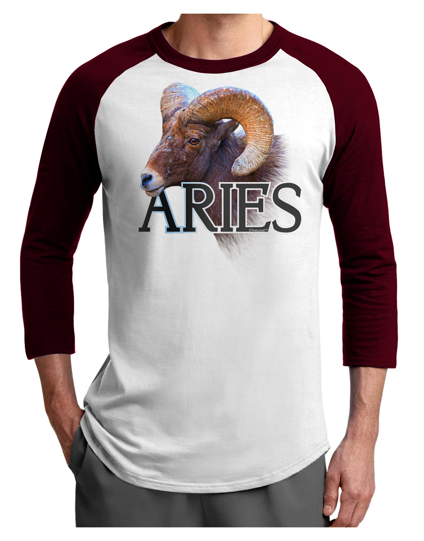 Majestic Aries Picture Adult Raglan Shirt-Raglan Shirt-TooLoud-White-Cardinal-X-Small-Davson Sales