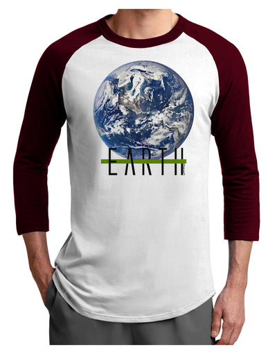 Planet Earth Text Adult Raglan Shirt-TooLoud-White-Cardinal-X-Small-Davson Sales