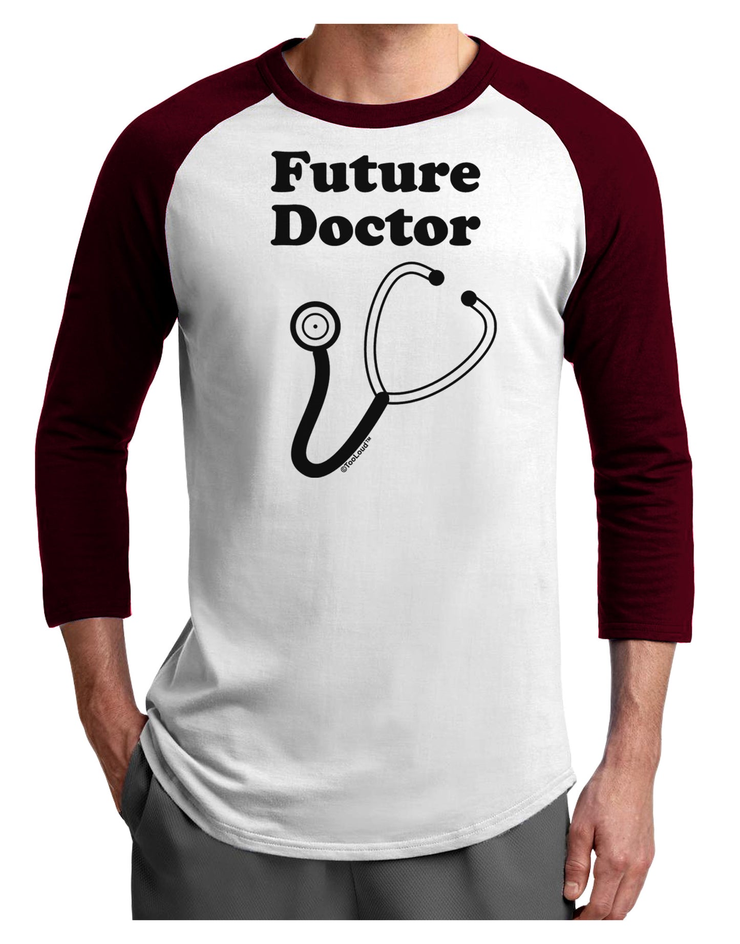 Future Doctor Adult Raglan Shirt-TooLoud-White-Cardinal-X-Small-Davson Sales
