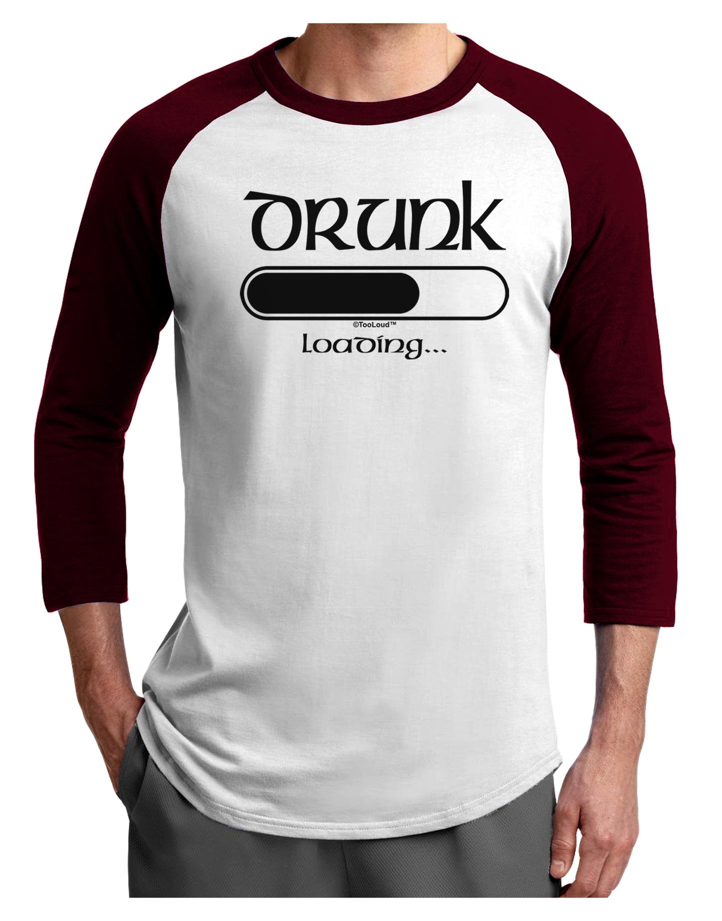 Drunk Loading Bar Adult Raglan Shirt by TooLoud-TooLoud-White-Cardinal-X-Small-Davson Sales