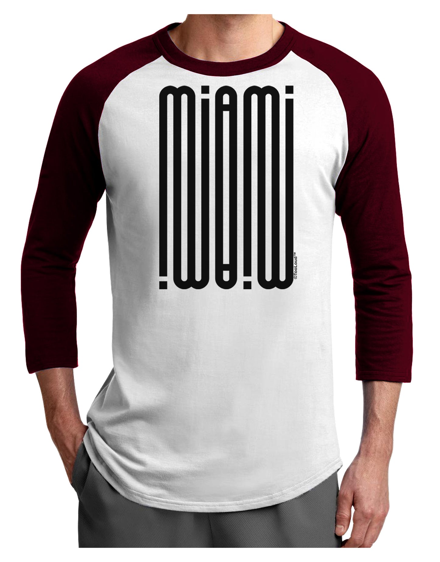 Miami Mirage Adult Raglan Shirt-Raglan Shirt-TooLoud-White-Cardinal-X-Small-Davson Sales