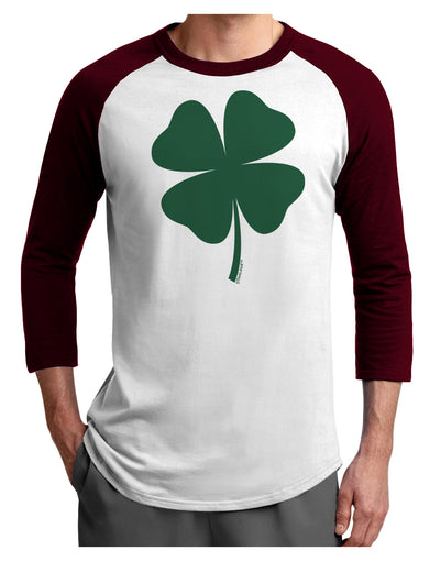 Lucky Four Leaf Clover St Patricks Day Adult Raglan Shirt-Raglan Shirt-TooLoud-White-Cardinal-X-Small-Davson Sales