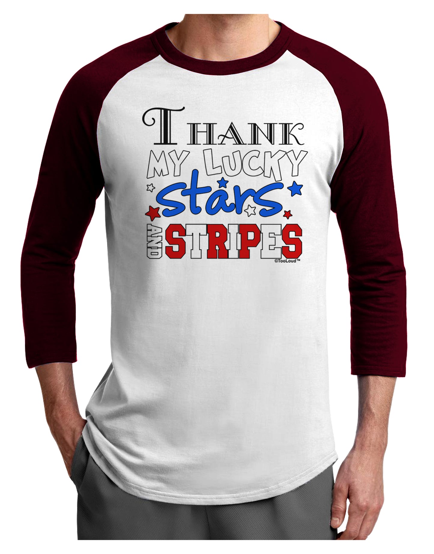 Thank My Lucky Stars and Stripes Color Adult Raglan Shirt by TooLoud-TooLoud-White-Cardinal-X-Small-Davson Sales