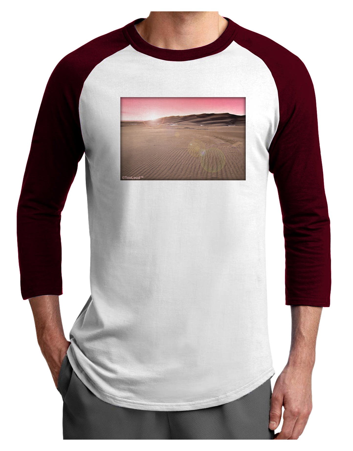 Victor Mines Pink Sunrise Adult Raglan Shirt-Raglan Shirt-TooLoud-White-Cardinal-X-Small-Davson Sales