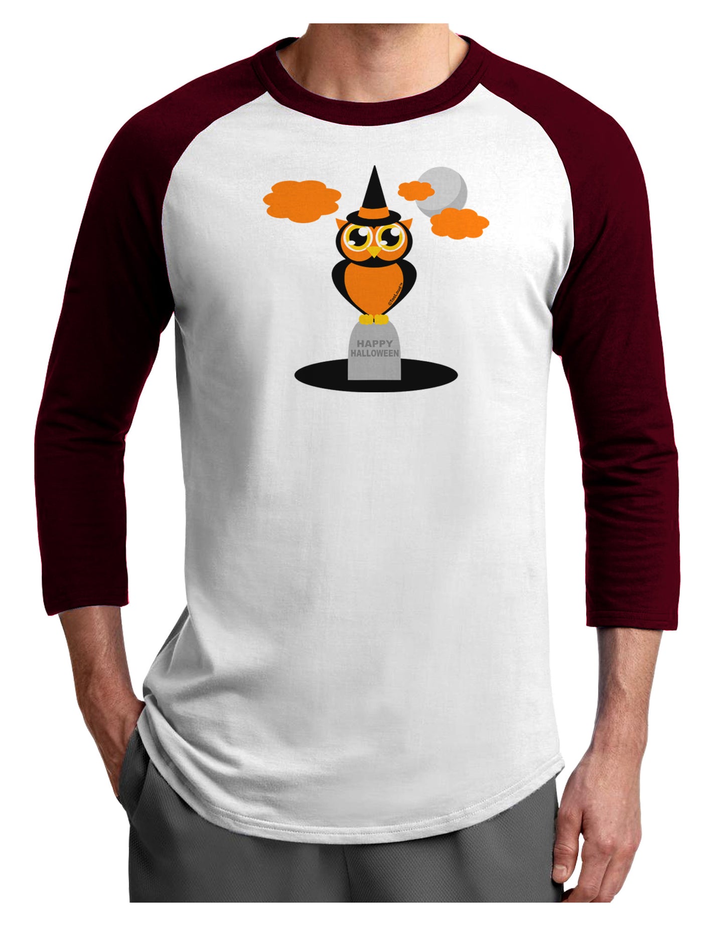 Owl Orange Adult Raglan Shirt-Raglan Shirt-TooLoud-White-Cardinal-X-Small-Davson Sales