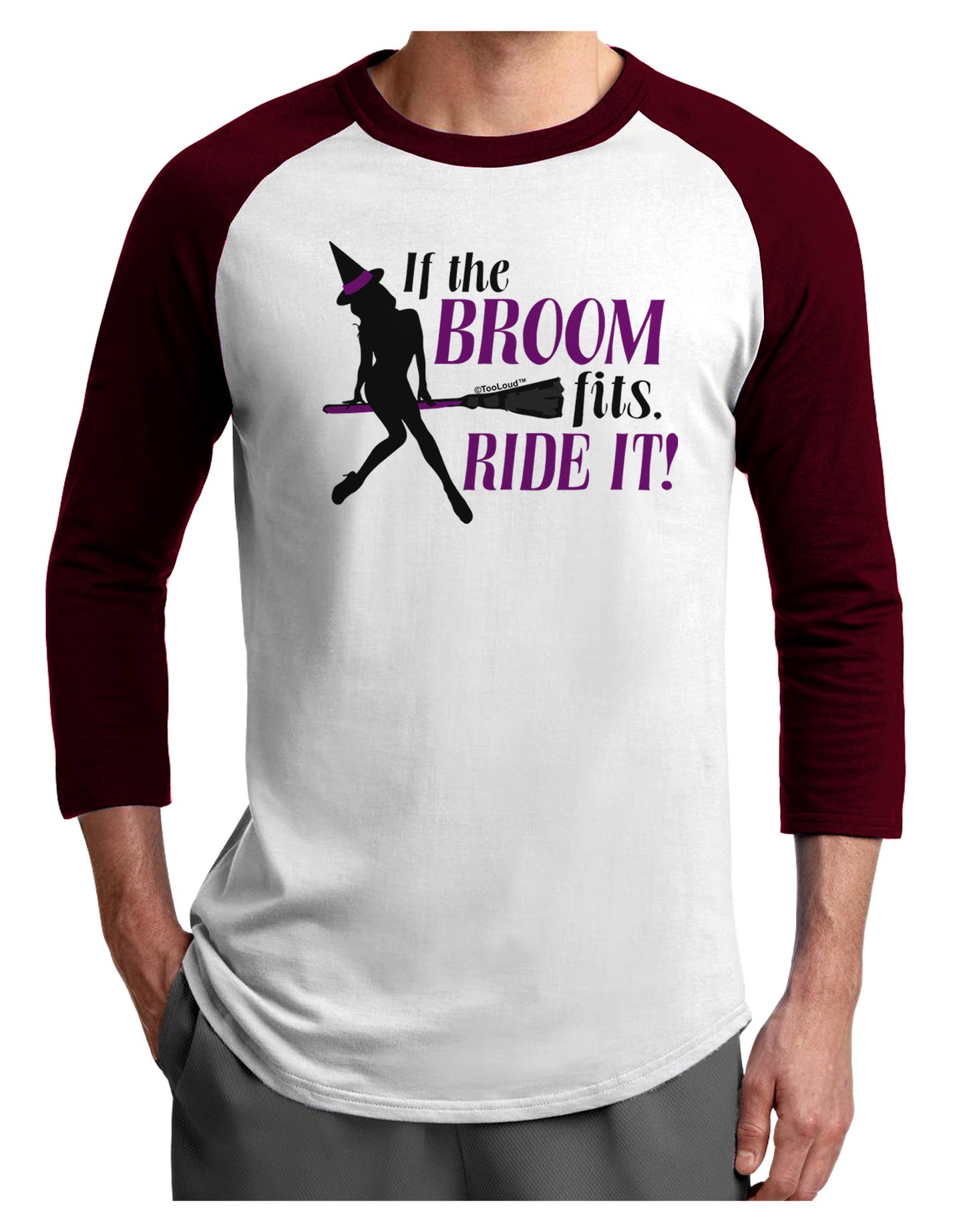 Ride It Purple Adult Raglan Shirt-Raglan Shirt-TooLoud-White-Cardinal-X-Small-Davson Sales