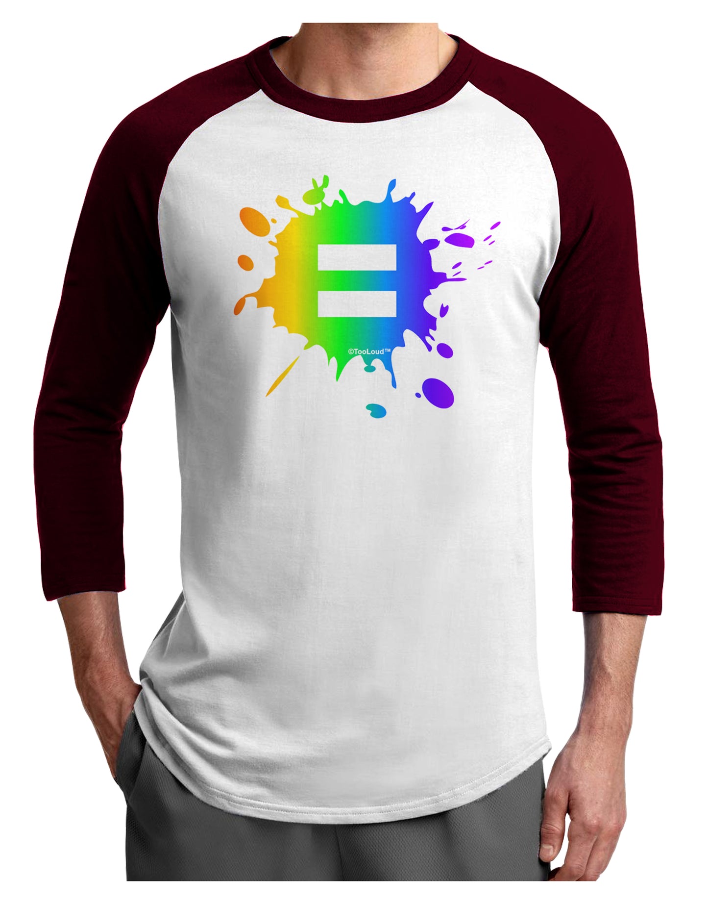 Equal Rainbow Paint Splatter Adult Raglan Shirt by TooLoud-TooLoud-White-Cardinal-X-Small-Davson Sales