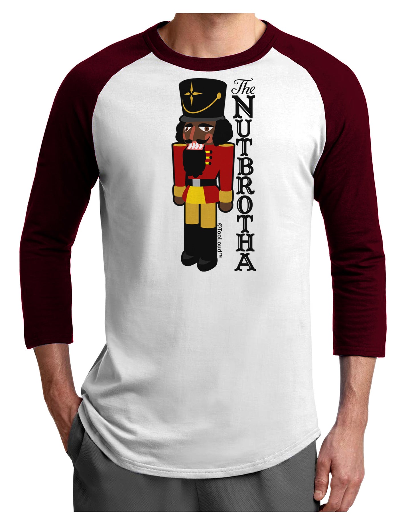 The Nutbrotha - Black Nutcracker Adult Raglan Shirt by-Raglan Shirt-TooLoud-White-Cardinal-X-Small-Davson Sales