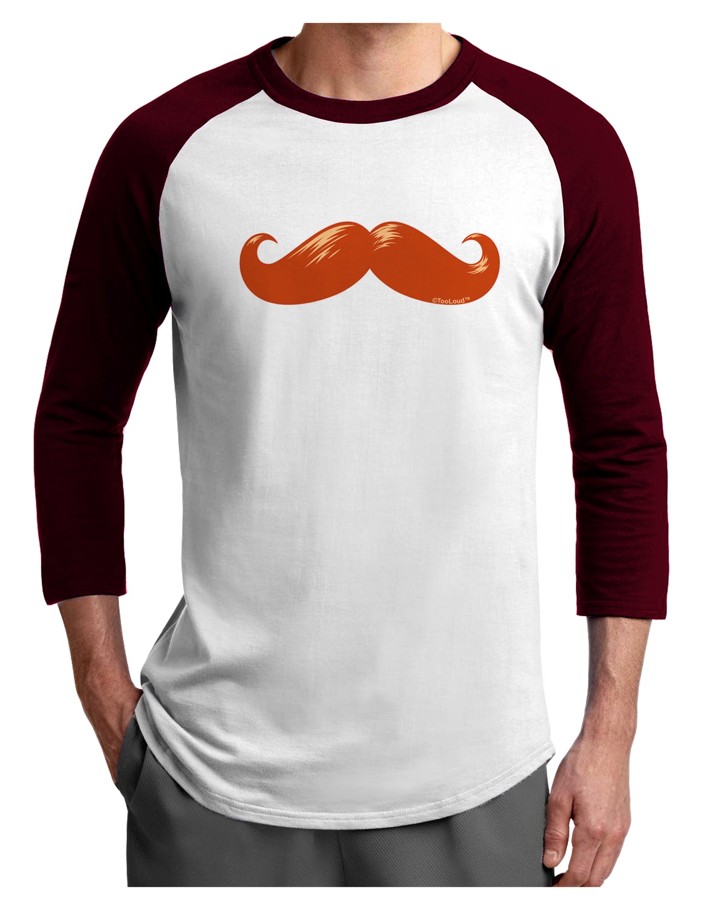 Big Redhead Mustache Adult Raglan Shirt-Raglan Shirt-TooLoud-White-Cardinal-X-Small-Davson Sales