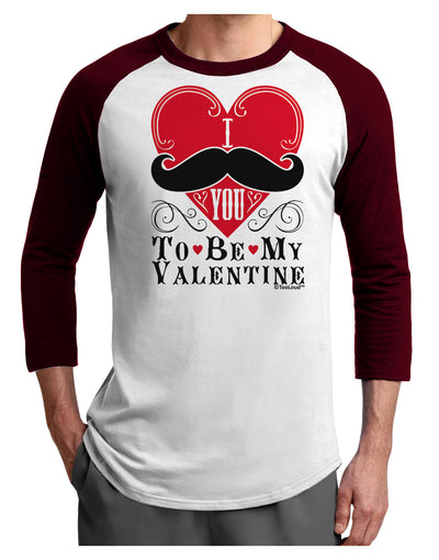 I Mustache You To Be My Valentine Adult Raglan Shirt-Raglan Shirt-TooLoud-White-Cardinal-X-Small-Davson Sales