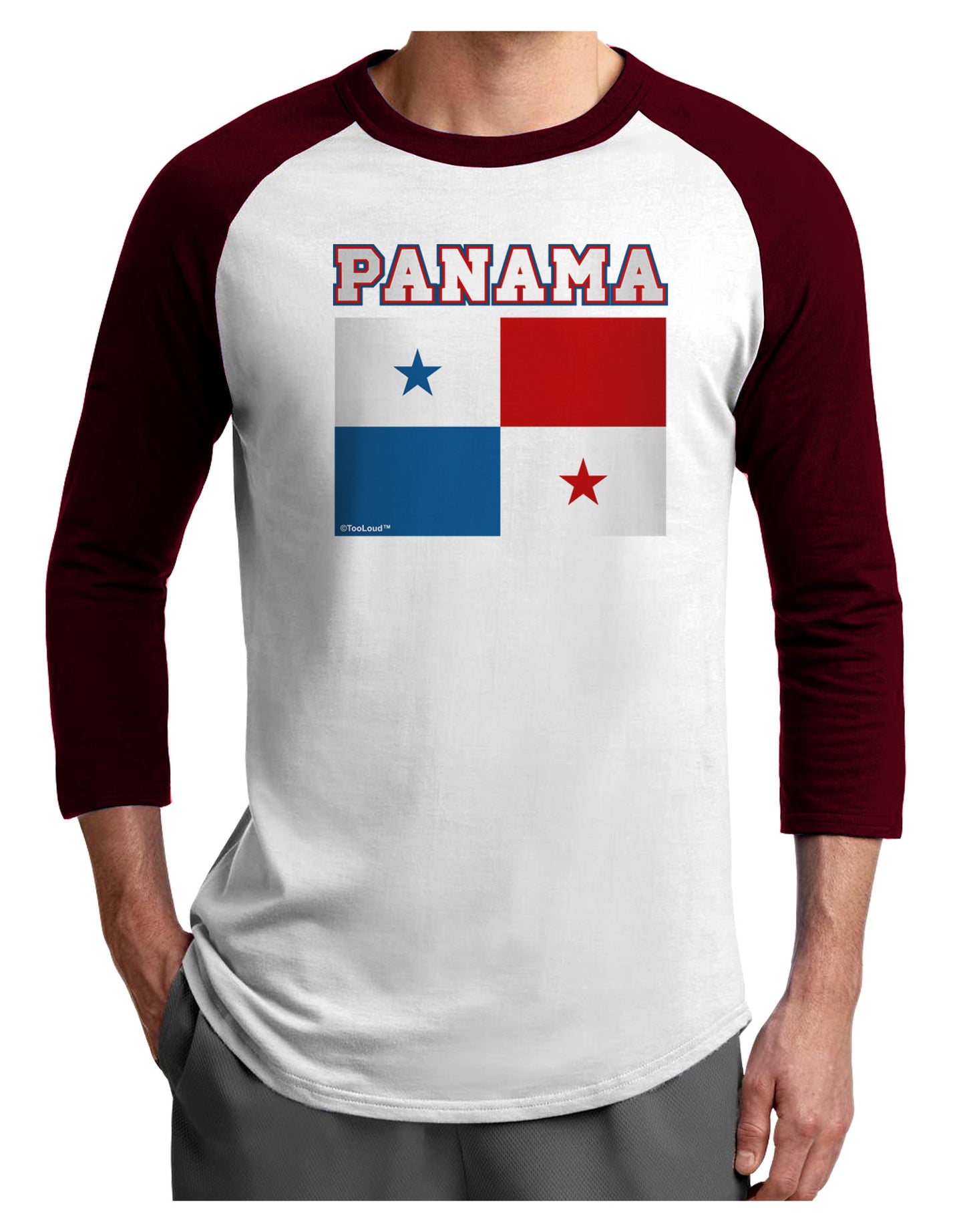 Panama Flag Adult Raglan Shirt-Raglan Shirt-TooLoud-White-Cardinal-X-Small-Davson Sales