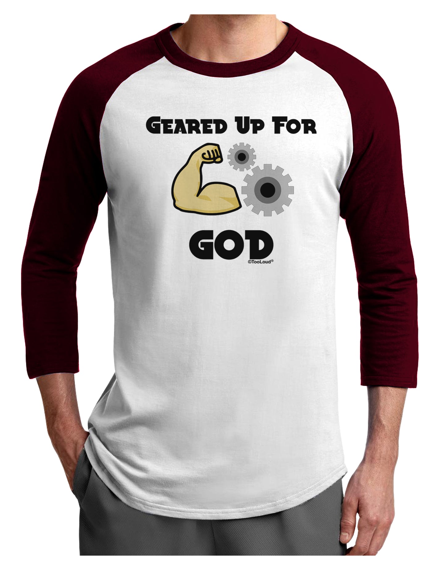 Geared Up For God Adult Raglan Shirt by TooLoud-TooLoud-White-Cardinal-X-Small-Davson Sales