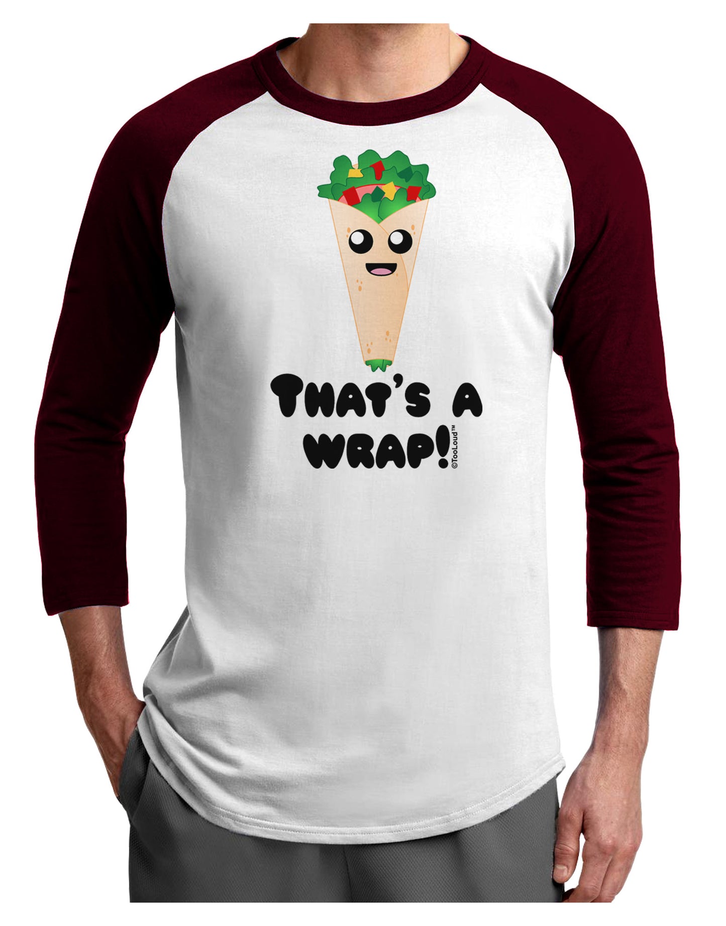 Thats A Wrap Cute Wrap Adult Raglan Shirt-TooLoud-White-Cardinal-X-Small-Davson Sales