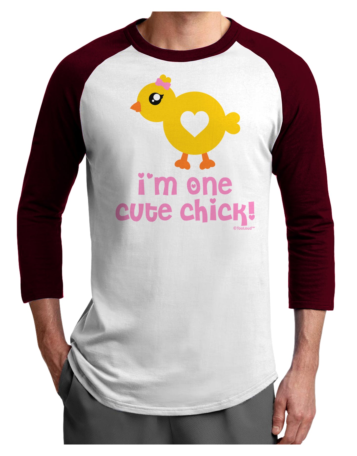 I'm One Cute Chick Adult Raglan Shirt by TooLoud-TooLoud-White-Cardinal-X-Small-Davson Sales