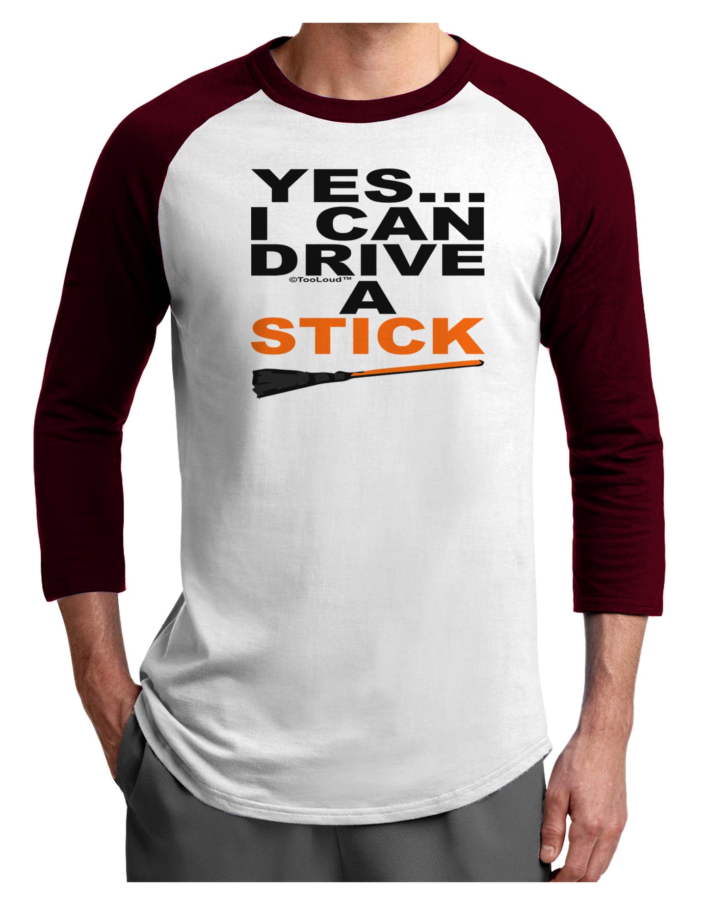 Drive Stick Orange Adult Raglan Shirt-Raglan Shirt-TooLoud-White-Cardinal-X-Small-Davson Sales