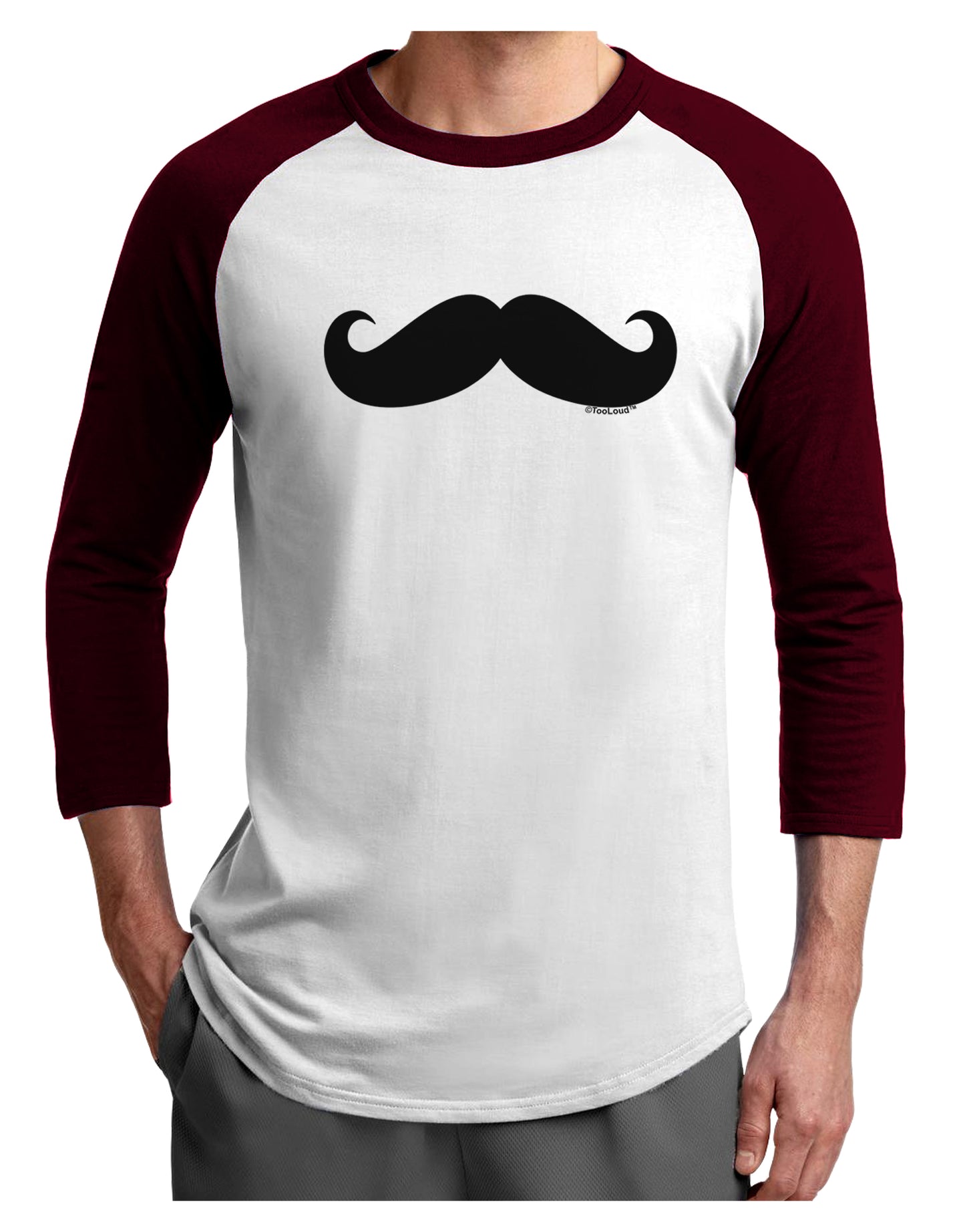 Big Fancy Mustache Adult Raglan Shirt-Raglan Shirt-TooLoud-White-Cardinal-X-Small-Davson Sales