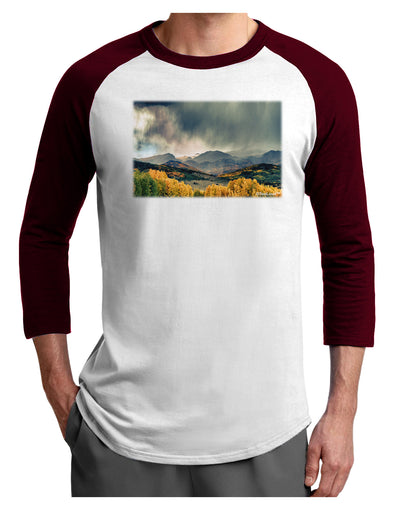 Colorado Mountain Scene Photo Adult Raglan Shirt-TooLoud-White-Cardinal-X-Small-Davson Sales
