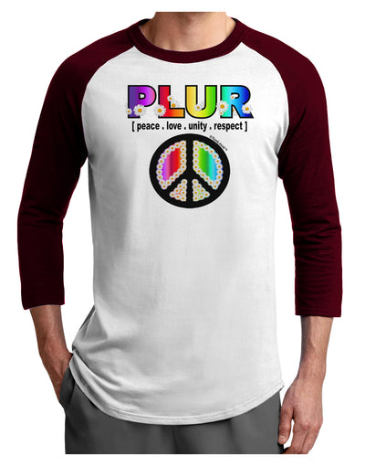 PLUR Rainbow Adult Raglan Shirt-Raglan Shirt-TooLoud-White-Cardinal-X-Small-Davson Sales