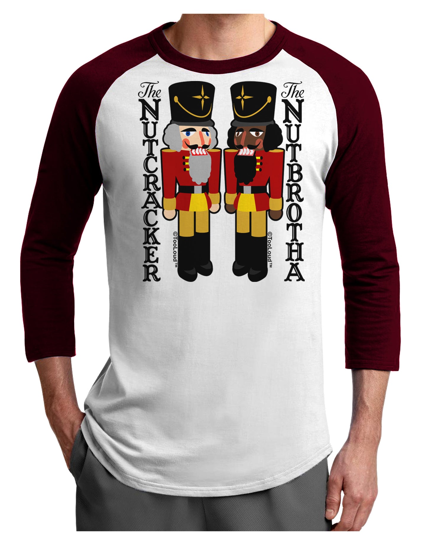 The Nutcracker and Nutbrotha Adult Raglan Shirt by-Raglan Shirt-TooLoud-White-Cardinal-X-Small-Davson Sales