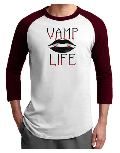 Vamp Life Adult Raglan Shirt-TooLoud-White-Cardinal-X-Small-Davson Sales