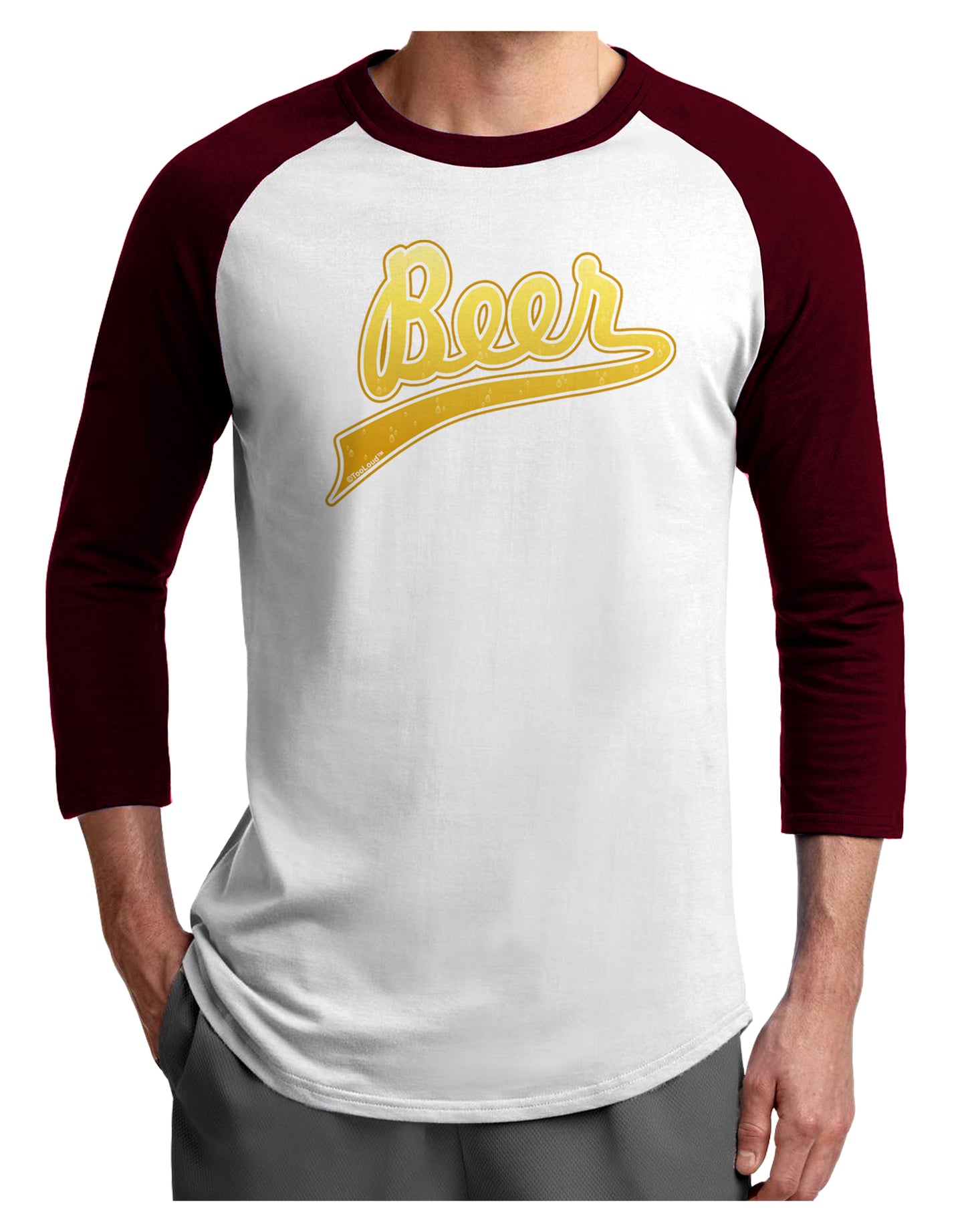 Beer Jersey Adult Raglan Shirt-TooLoud-White-Cardinal-X-Small-Davson Sales