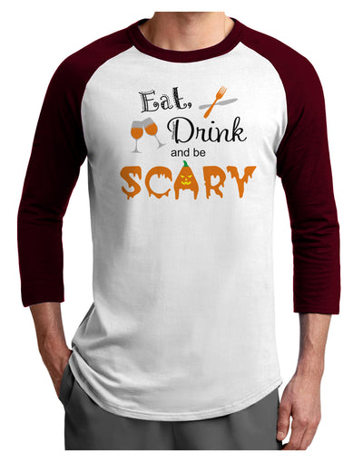 Eat Drink Scary Black Adult Raglan Shirt-Raglan Shirt-TooLoud-White-Cardinal-X-Small-Davson Sales