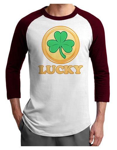 Shamrock Button - Lucky Adult Raglan Shirt by TooLoud-TooLoud-White-Cardinal-X-Small-Davson Sales