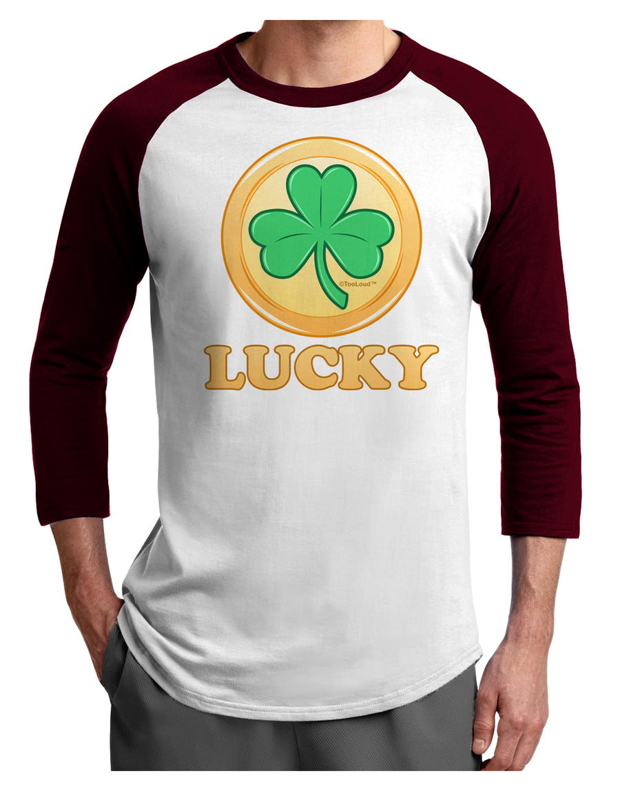 Shamrock Button - Lucky Adult Raglan Shirt by TooLoud-TooLoud-White-Black-X-Small-Davson Sales