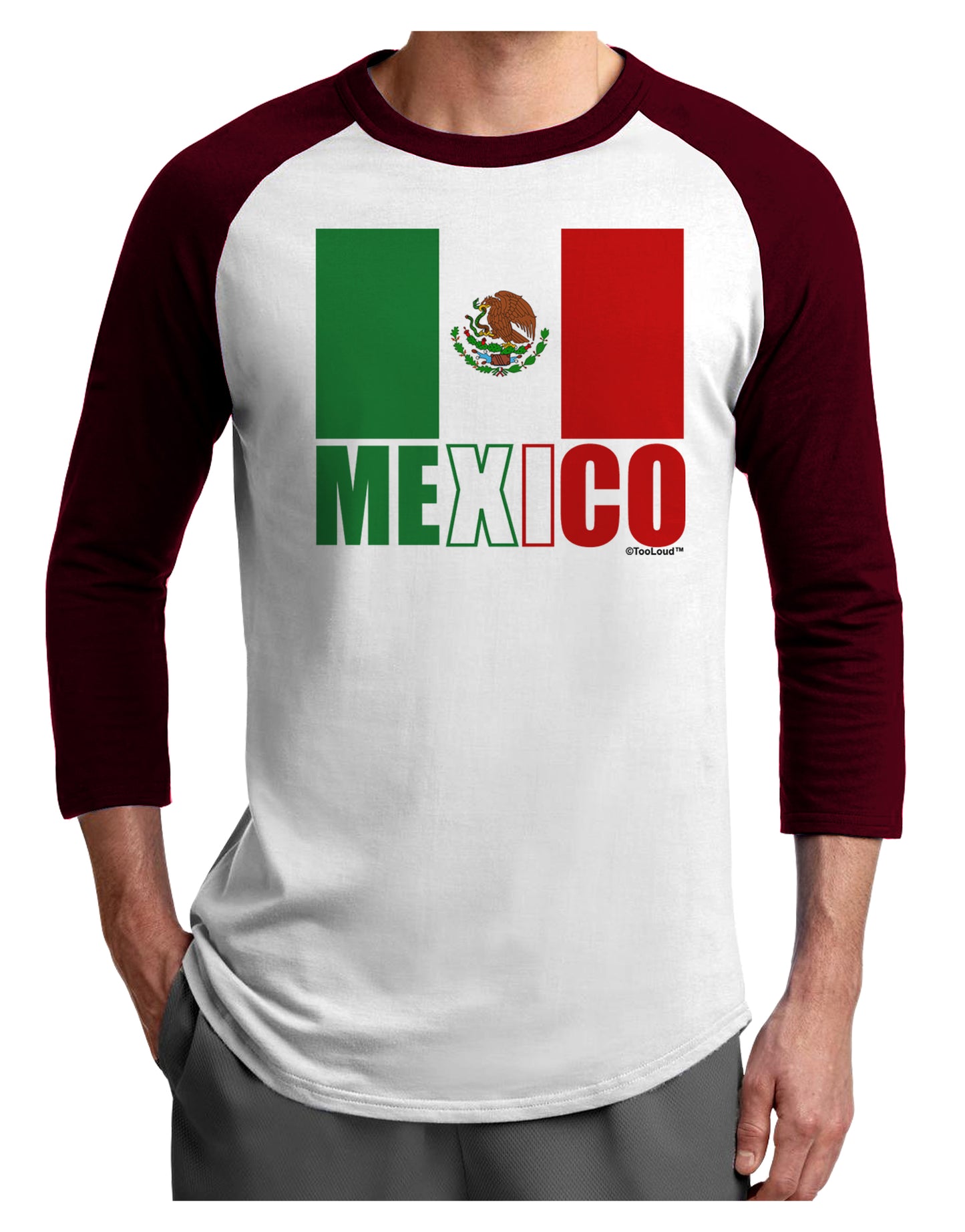 Mexican Flag - Mexico Text Adult Raglan Shirt by TooLoud-TooLoud-White-Cardinal-X-Small-Davson Sales