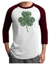 Distressed Traditional Irish Shamrock Adult Raglan Shirt-Raglan Shirt-TooLoud-White-Cardinal-X-Small-Davson Sales