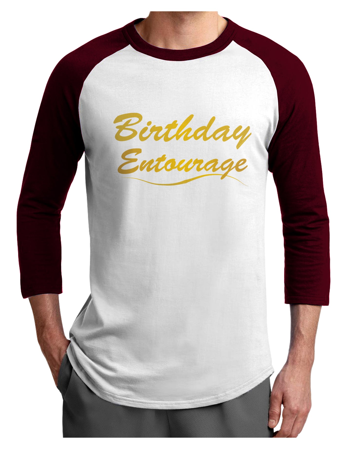 Birthday Entourage Text Adult Raglan Shirt by TooLoud-TooLoud-White-Cardinal-X-Small-Davson Sales