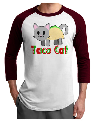 Cute Taco Cat Design Text Adult Raglan Shirt by TooLoud-TooLoud-White-Cardinal-X-Small-Davson Sales