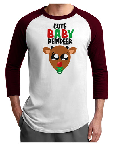 Cute Baby Reindeer Matching Deer Adult Raglan Shirt-Raglan Shirt-TooLoud-White-Cardinal-X-Small-Davson Sales