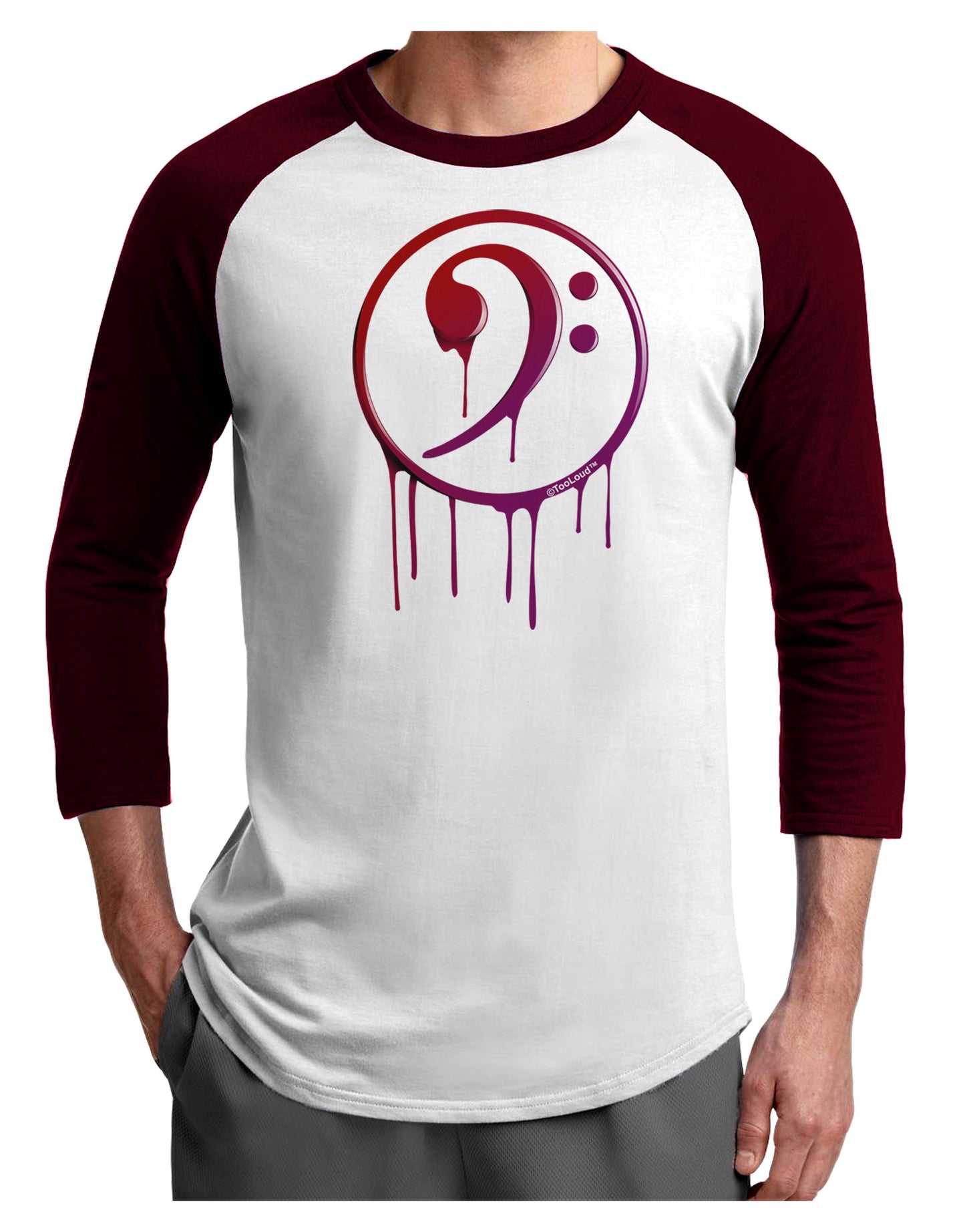 Dripping Bass Symbol Adult Raglan Shirt-Raglan Shirt-TooLoud-White-Cardinal-X-Small-Davson Sales