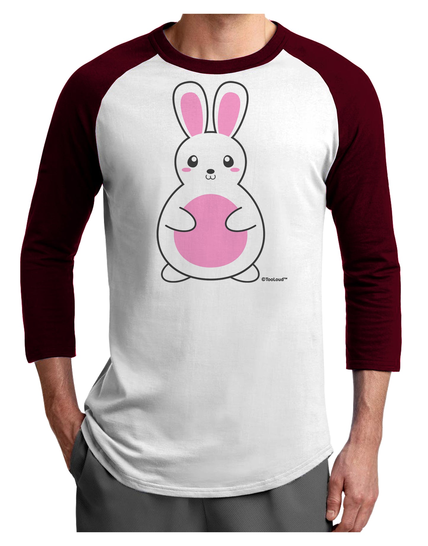 Cute Easter Bunny - Pink Adult Raglan Shirt by TooLoud-TooLoud-White-Cardinal-X-Small-Davson Sales
