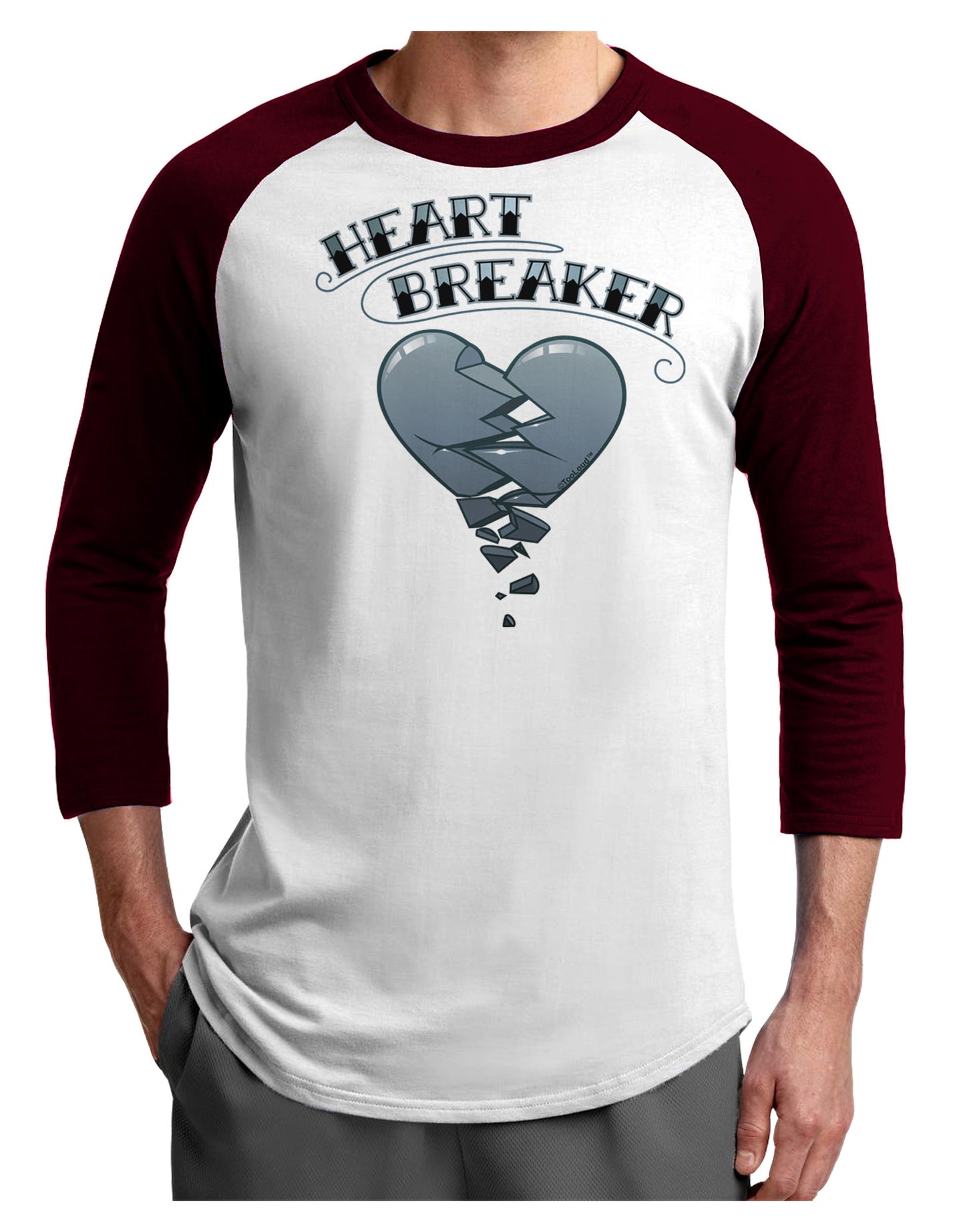 Heart Breaker Manly Adult Raglan Shirt by-Raglan Shirt-TooLoud-White-Cardinal-X-Small-Davson Sales
