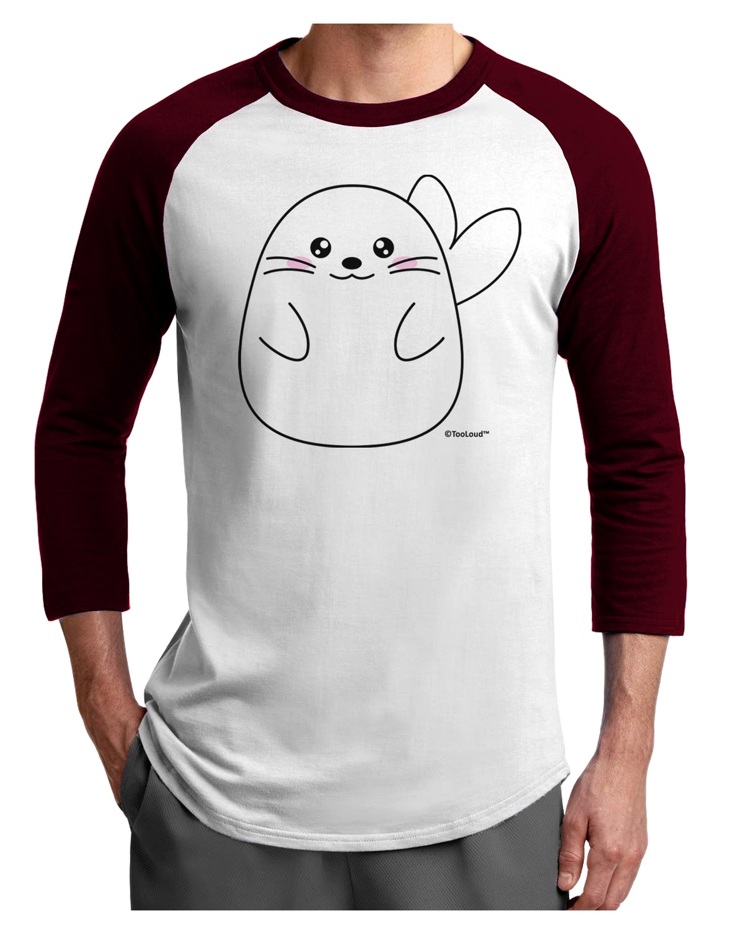 Cute Seal Adult Raglan Shirt by TooLoud-TooLoud-White-Cardinal-X-Small-Davson Sales