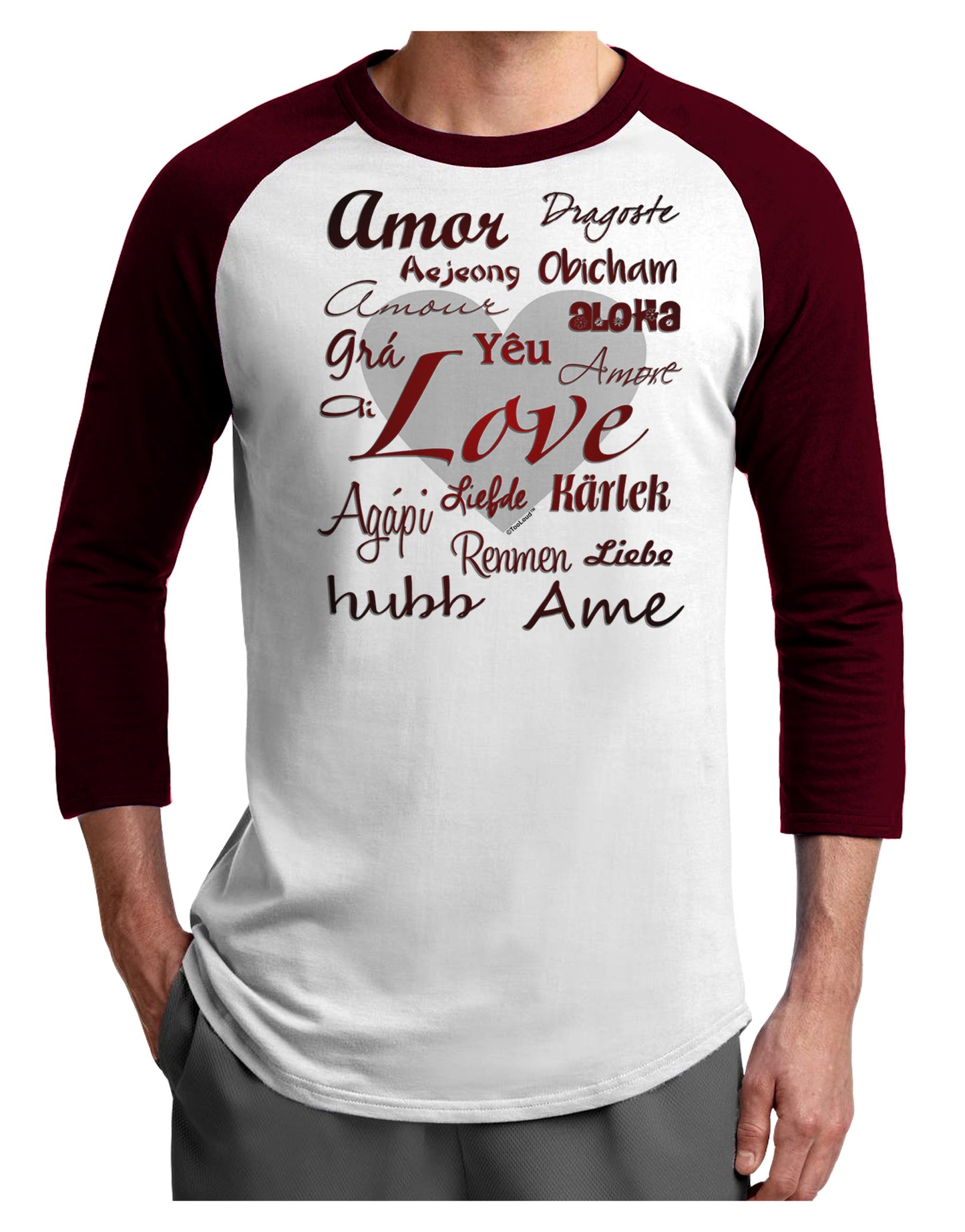 Love Languages Adult Raglan Shirt by TooLoud-TooLoud-White-Cardinal-X-Small-Davson Sales