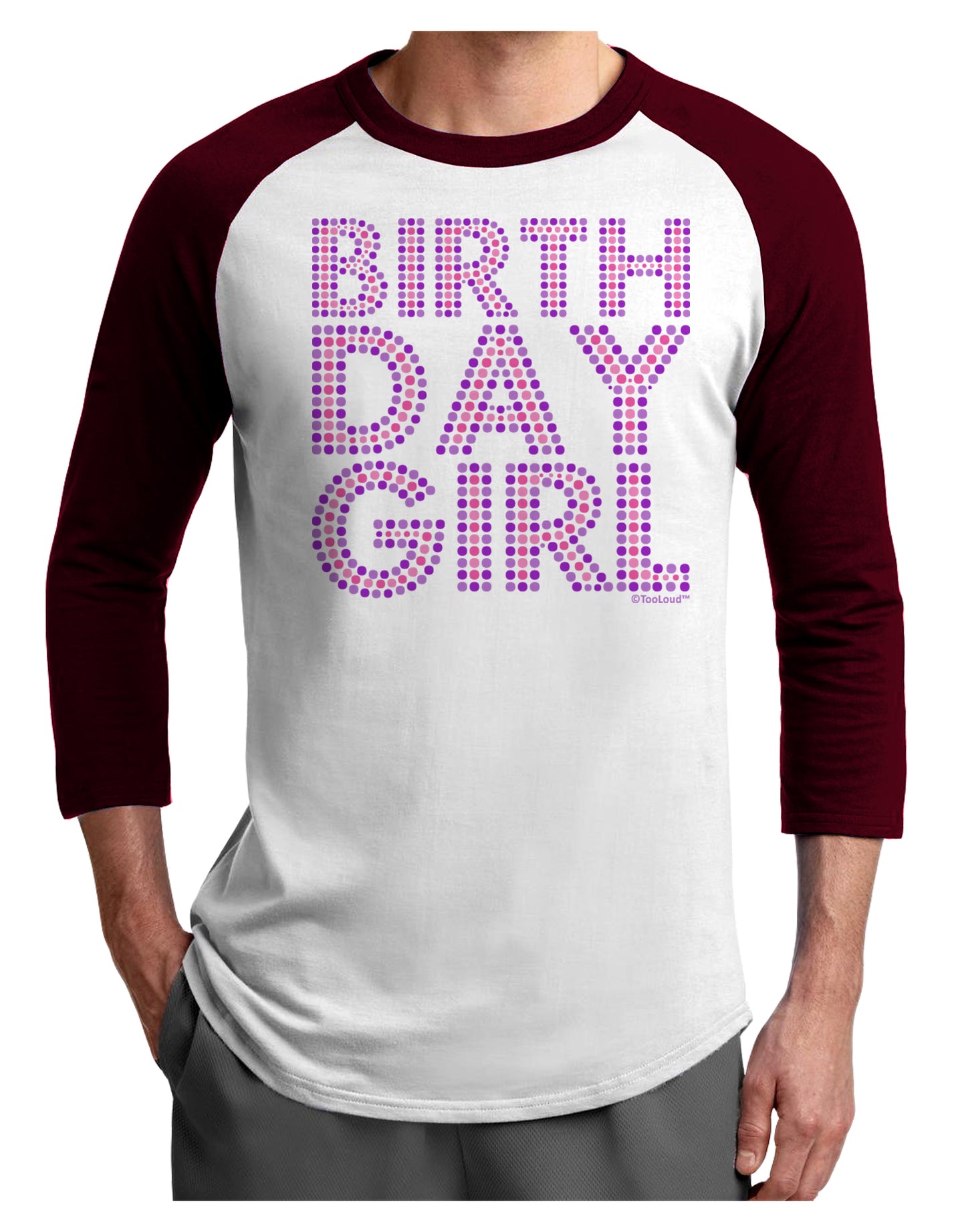 Birthday Girl - Pink and Purple Dots Adult Raglan Shirt by TooLoud-Raglan Shirt-TooLoud-White-Cardinal-X-Small-Davson Sales