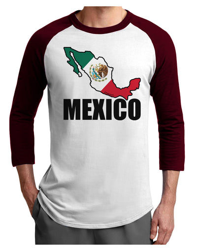 Mexico Outline - Mexican Flag - Mexico Text Adult Raglan Shirt by TooLoud-TooLoud-White-Cardinal-X-Small-Davson Sales