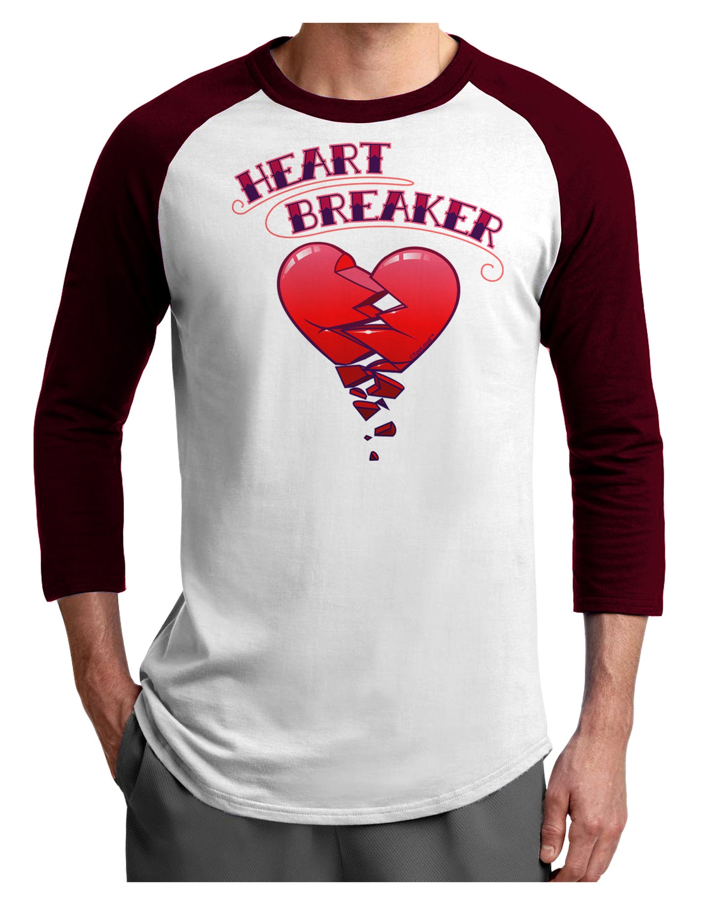 Heart Breaker Cute Adult Raglan Shirt by-Raglan Shirt-TooLoud-White-Cardinal-X-Small-Davson Sales