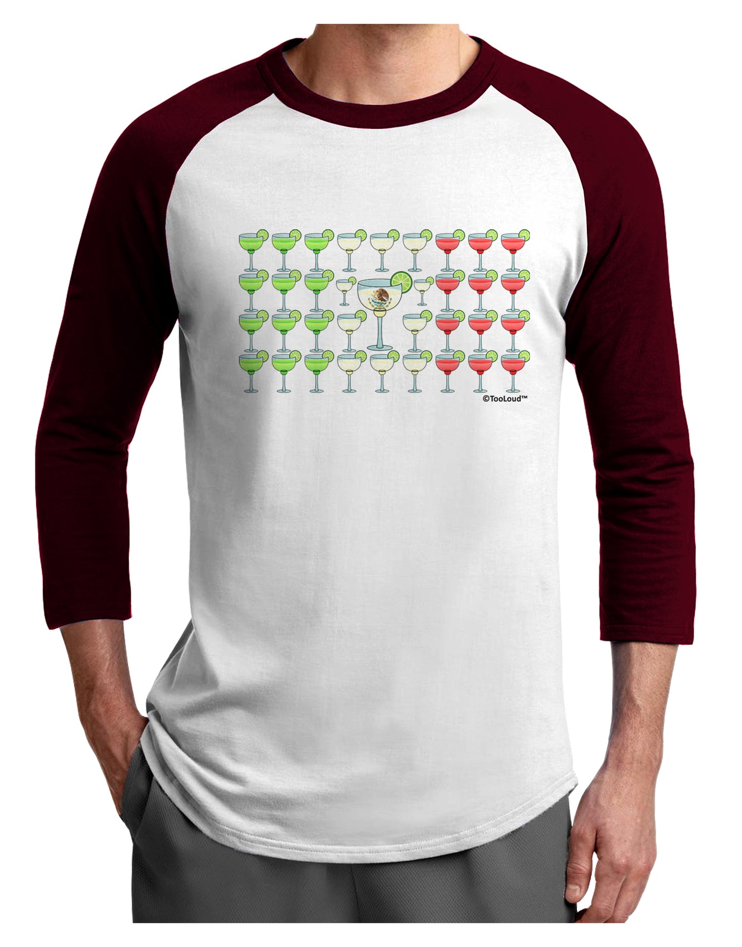 Mexican Flag of Margaritas Adult Raglan Shirt by TooLoud-TooLoud-White-Cardinal-X-Small-Davson Sales
