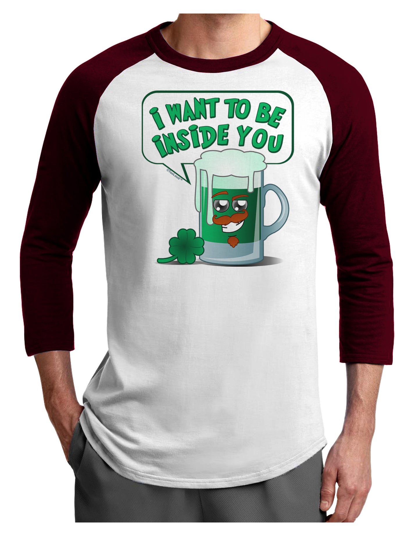 Green Beer - Inside You Adult Raglan Shirt-Raglan Shirt-TooLoud-White-Cardinal-X-Small-Davson Sales