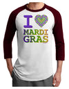 I Love Heart Mardi Gras Adult Raglan Shirt-Raglan Shirt-TooLoud-White-Cardinal-X-Small-Davson Sales